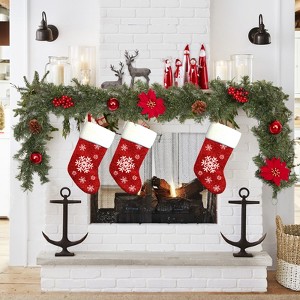 6 ft Pre-lit Holiday Christmas Garland with Lights with 20 LED Ligts Pinecones Berries Poinsettia - 1 of 4