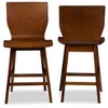 Set of 2 Elsa Mid - Century Modern Scandinavian Style Bent Wood Counter Height Barstool - "Walnut" Dark Brown - Baxton Studio - 2 of 4