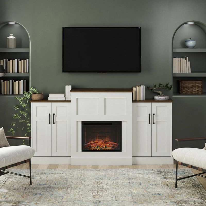 Harlowe Mantel with Electric Fireplace and Built-In Side Storage Cabinets White - Room &#38; Joy, 2 of 9