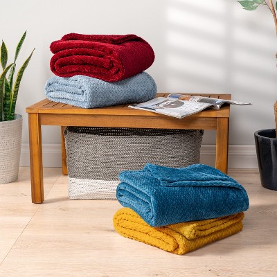 Mustard Yellow Twin Fleece Throw Blanket