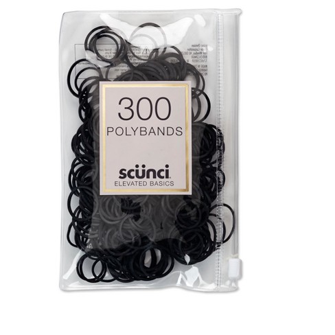 Scünci Mixed Size Polyband Elastic Hair Ties - Black - 300pcs : Target