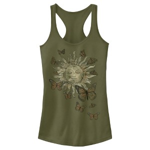 Juniors Womens Lost Gods Monarch Butterfly Sun Racerback Tank Top - 1 of 4