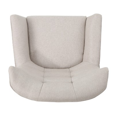Temescal Wheat Polyester Mid-Century Club Chair with Natural Rubberwood Legs