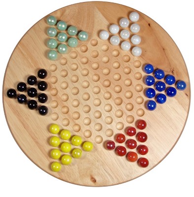 We Games Solid Wood Chinese Checkers Set With Glass Marbles - 11.5 Inch ...