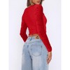 Coolmee Women's Lace Deep V Neck Long Sleeve Crop Top Slim Fit T Shirt Fall Going Out Shirts - 3 of 4
