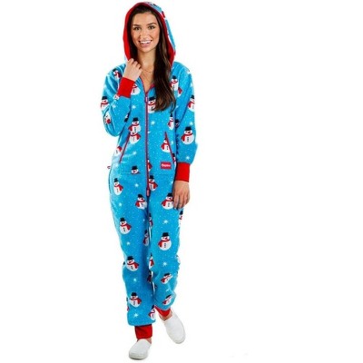 Tipsy Elves Snowman is an Island Jumpsuit - Cozy Christmas One-Piece Snowman Pajamas for Men and Women