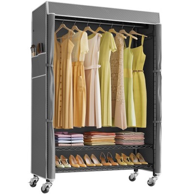 VIPEK R1C Rolling Clothes Rack with Cover Portable Freestanding Garment Rack, Black Rack with Cover