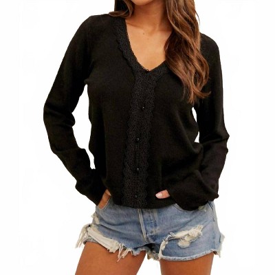 Women's For Keeps Lace Trim Sweater - Hem & Thread
