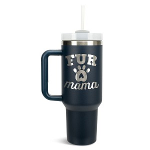 Elanze Designs Fur Mama Puppy Pawprints Hearts 40 oz. Stainless Steel, Large Water Bottle Coffee Mug, Spill & Leak Resistant, Thermal Travel Tumbler - 1 of 1
