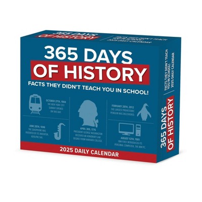Willow Creek Press 365 Days of History 2025 Box Calendar: Daily Desktop Planner, 5x6", Paper, Blue, All Ages