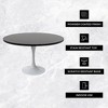 LeisureMod Verve Mid-Century Modern Table with a 48" Round MDF Tabletop and White Steel Pedestal Base for Kitchen and Dining Room - 2 of 4