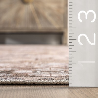 Eco-Friendly Easy Care Vintage Medallion Rug in Light Brown 3' x 5'