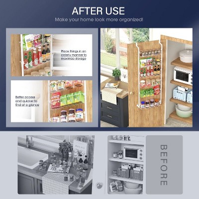LunaLulinlk LunaLulinlk Pantry Organizer, 6-Tier Pantry Storage, Metal Hanging Spice Rack for Kitchen,Bathroom, Back of Door Seasoning Rack, White