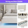 CAVINAS Full Size Bed Frame, Modern Velvet Fabric Floating Bed Frame with LED Lights, Wingback Upholstered Bed - 3 of 4