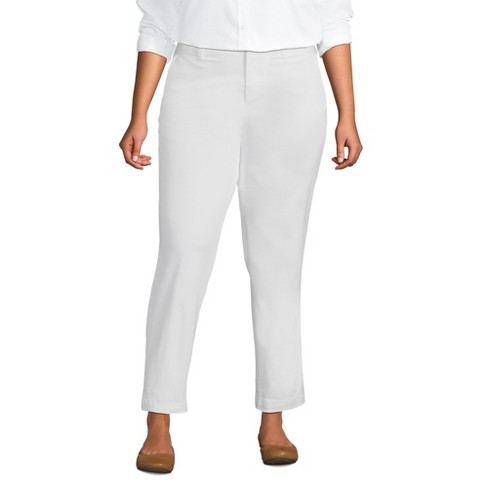 Lands' End Women's Plus Size Mid Rise Classic Straight Leg Chino Ankle ...