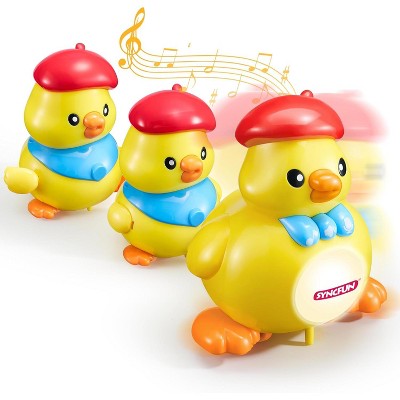 Joyfy 3Pcs Musical Duck Toy, Crawling Tummy Time Toy with Light & Music, Early Learning Education Toy Birthday Gift for Boys Girls Aged 6+ Months