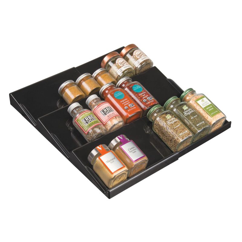 mDesign Expandable Plastic Spice Rack Kitchen Drawer Organizer, 3 Tiers, 1 of 8