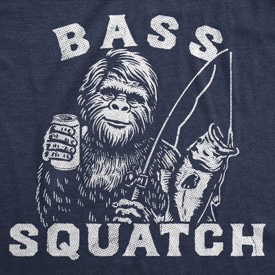 Мужские футболки Crazy Dog T-Shirts, Inc. Mens Funny T Shirts Bass Squatch Sarcastic Bigfoot Fishing Graphic Novelty Tee for Men - Crazy Dog Men's T Shirt For Fishers Navy XL — фото 2
