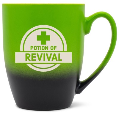 100 North Magic Potion 10 Ounce Green and Black Two Toned Ombre, Comfortably Fits Your Hands, Ceramic Tea Coffee Cup Mug, Potion of Revival