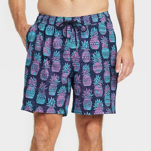 Men's 7" Pineapple Swim Trunk with Boxer Brief Liner - Goodfellow & Co™ Purple - image 1 of 3
