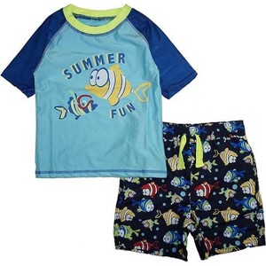 Quicksand Infant/Toddler and Little Boy's Rash Guard And Trunks Swimsuit Sets - 1 of 2