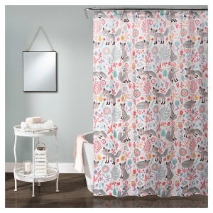 Pixie Fox Shower Curtain Gray & Pink - Lush Decor