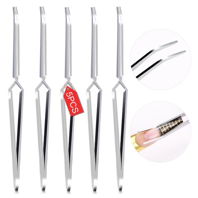 Saviland Pro 5PC C-Curve Sculpting System - Surgical Steel Pinch Tweezers for Acrylic & Builder Gel Nails. (Size: 5 Count)