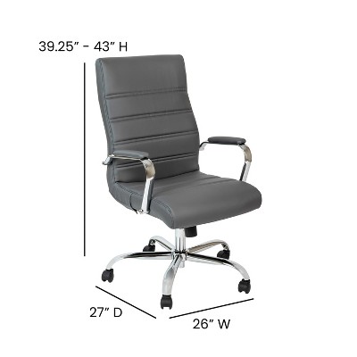 Gray LeatherSoft High-Back Executive Swivel Chair with Chrome Frame