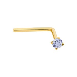 Jewelry Avalanche 22G 14K Gold L-shape Nose Stud with Tanzanite Gemstone - 1 of 2