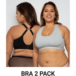 Curvy Couture Women's Cotton Comfort Bralette 2-Pack - 1 of 4