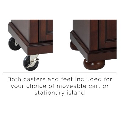 Alexandria Dark Brown Wood Top Portable Kitchen Island