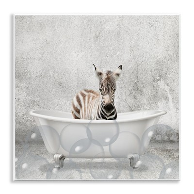 Stupell Industries Baby Zebra Bath Time, 12" x 12"