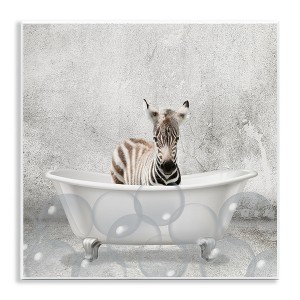 Stupell Industries Baby Zebra Bath Time, 12" x 12" - 1 of 4