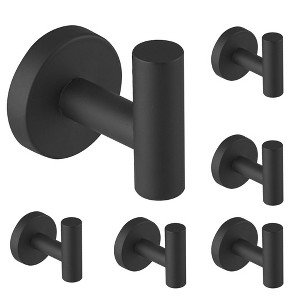 BWE 6-Pieces Round Shape J-Hook Robe/Towel Hook Wall Mount Bathroom Storage Modern - 1 of 4
