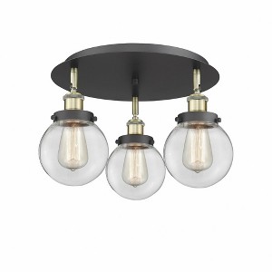 Beacon - 3 Light Flush Mount In Art Deco Style-9.63 Inches Tall and 17.75 Inches Wide - 1 of 1