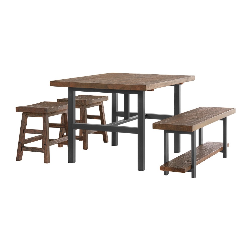 Photos - Dining Table Pomona Metal and Reclaimed Wood  Brown - Alaterre Furniture