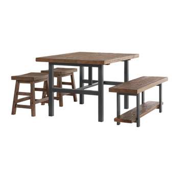Pomona Metal and Reclaimed Wood Dining Table Brown - Alaterre Furniture