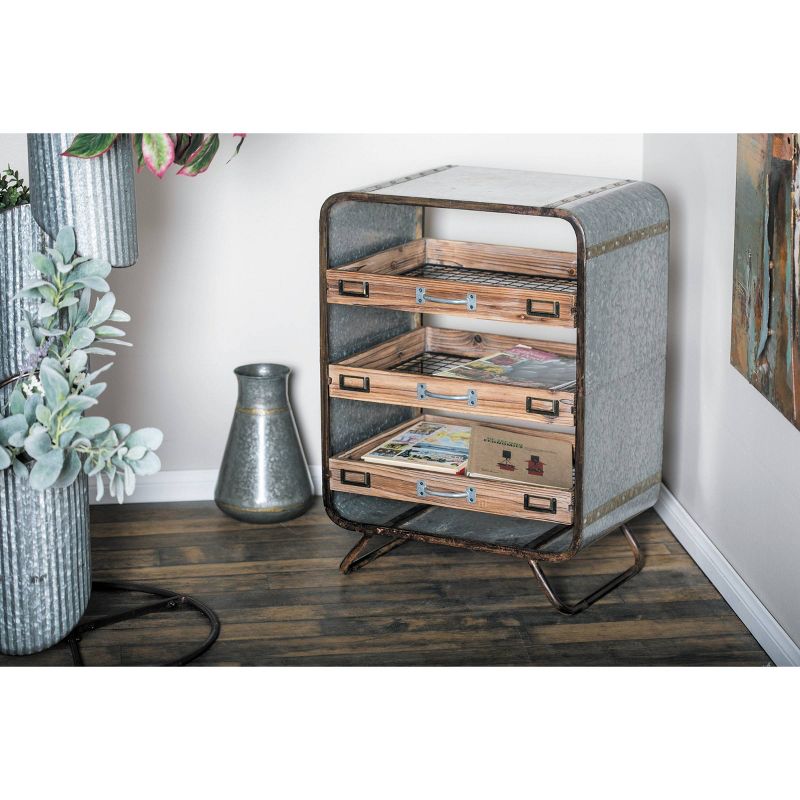 Industrial Chest with 3 Drawers Brown - Olivia &#38; May, 2 of 8
