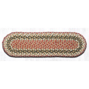 Earth Rugs Olive Burgundy Gray Oval Stair Tread – 27"x8.25" Braided Jute Durable Accent - 1 of 3