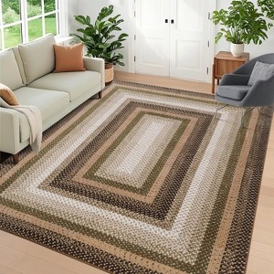 Acekool Washable Braided Print Rug, Non Slip Low Pile Stain Resistant Foldable Area Rug for Living Room Bedroom Dining - 1 of 4
