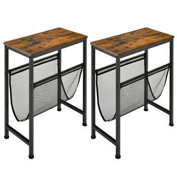 Costway 2PCS Narrow End Table with Holder Sling Industrial Accent Console Table