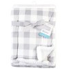 Hudson Baby Infant Plush Blanket with Faux Shearling Back, Gray Plaid, One Size - 2 of 2