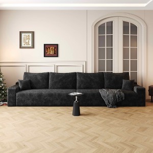 MAYEERTY 135" Large Modular Sofa Black - 135" 6-Seat, Corduroy, Sofa Bed, No Assembly, for Apartment/Living Room - 1 of 4