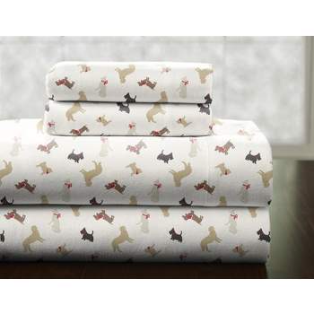 Pointehaven Heavy Weight 100% Cotton Printed or Solid 170 GSM Flannel Sheet Set