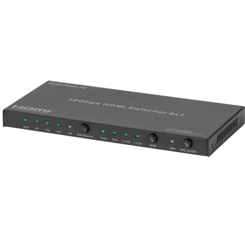 Monoprice Blackbird 4k Switch, 4x1, Hdr, 18g, 4k@60hz, 1080p@60hz, Ycbcr 4:4:4, Hdcp 2.2, Dual Arc, Toslink And Analog Audio Extractor, : Target