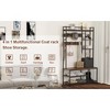 Hall Tree w/Bench and Shoe Storage,Coat Rack Freestanding, 5-Tier Shelves, Fabric Storage Basket, Side Hooks, 5 in 1 Large Organizer, w/12 Hooks - 3 of 4