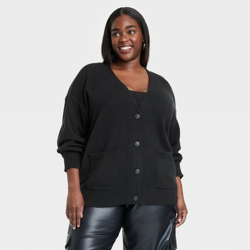 Plus size black boyfriend on sale cardigan