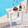 OBOKATA Outdoor 2-Tier Storage Patio Side Table, Weather Resistant Patio End Table for Backyard & Pool, Durable HDPE Small Outdoor Table (White) - 2 of 4