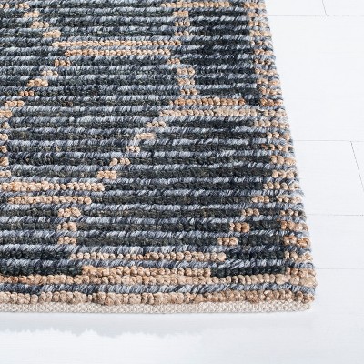 Beige and Charcoal Hand-Knotted Wool Runner Rug