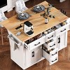Isabel Outdoor Kitchen Island with Storage Cabinet, Solid Wood Patio Bar Cart with Stainless Steel Table Top, Outdoor Furniture - The Pop Home - 3 of 4